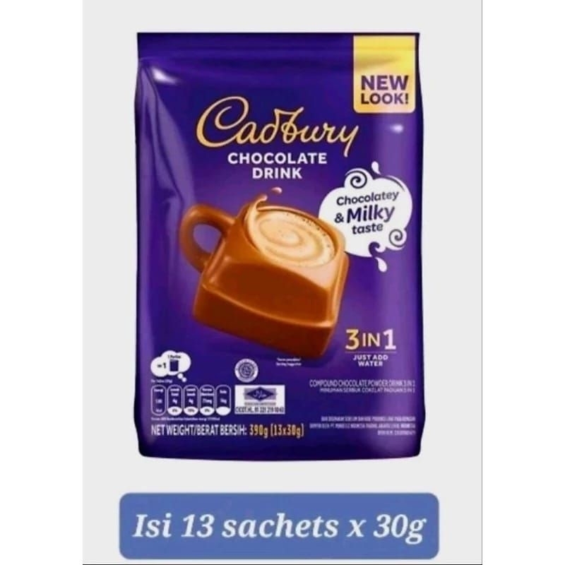 

CADBURY Hot Chocolate Drink dengan rasa asli Cadbury Hot Chocolate..isi 13 sachet