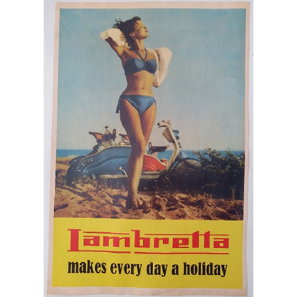 Iklan kertas VESPA LAMBRETTA antik jadul dari kolonial Belanda