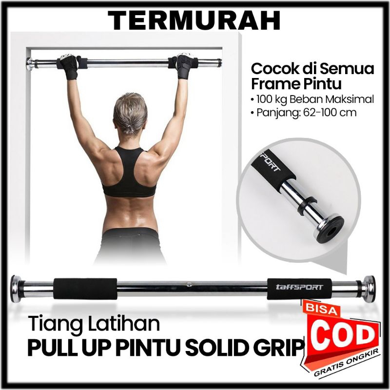 TaffSPORT Tiang Latihan Pull Up Pintu Solid Grip 62-100 cm - HW139501 - Black