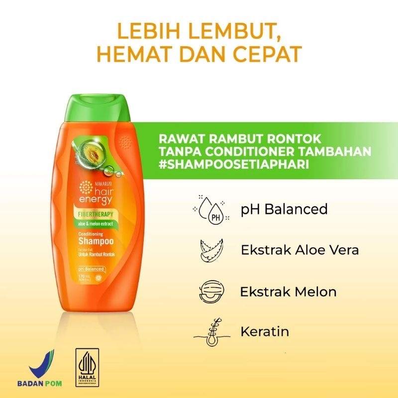 shampoo Makarizo Hair Energy .Fibertheraphy Aloe and Melon Extract Conditioning Shampoo .170ml//Maka