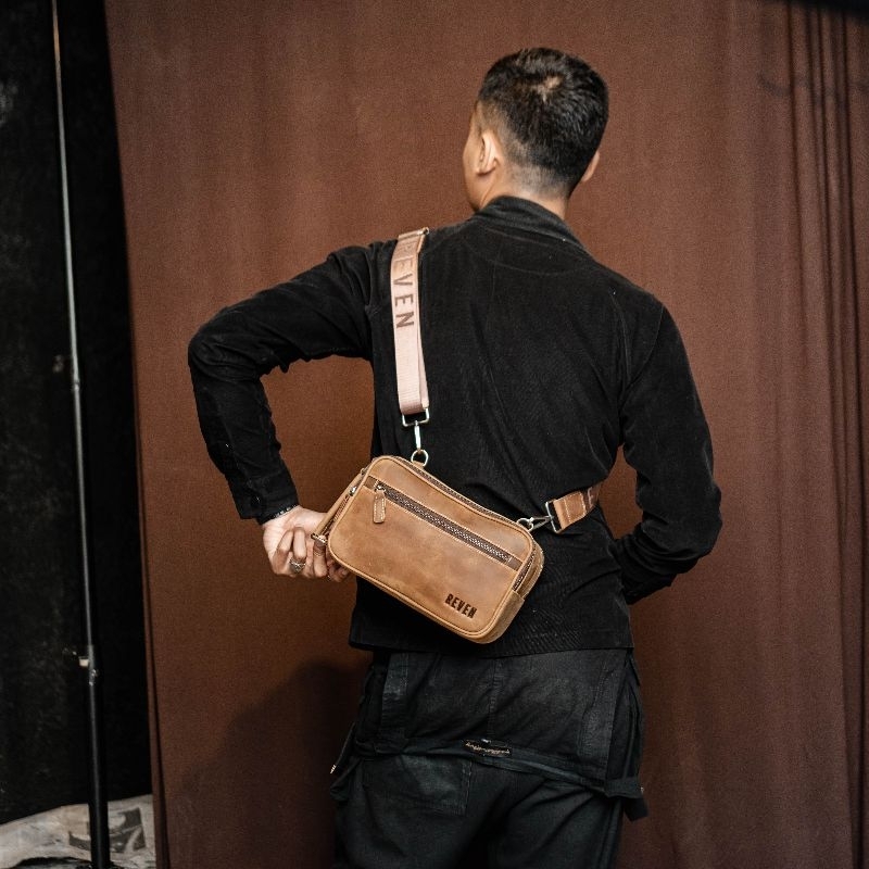 Tas Selempang Pria Kulit Asli Reven Sadewa Sling Bag