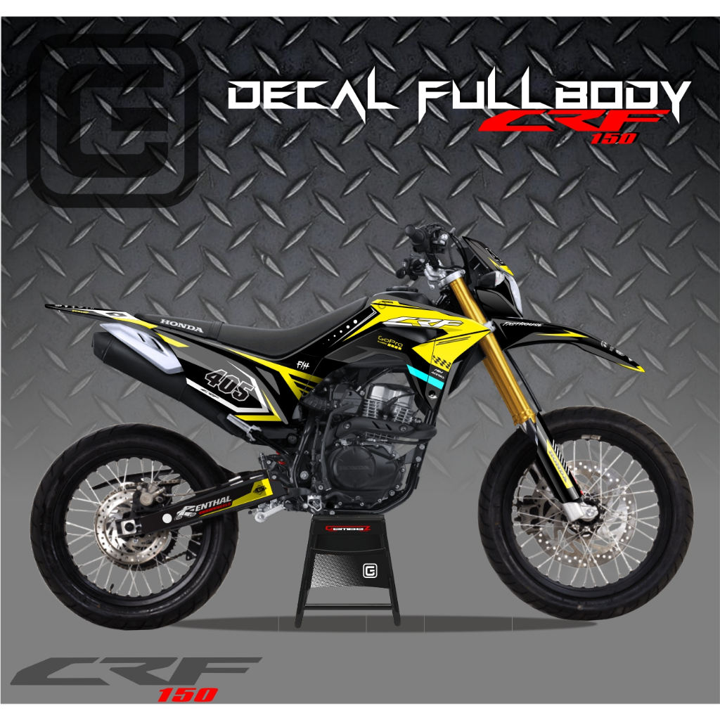DECAL CRF FULLBODY STIKER DECAL HONDA CRF 150 HITAM KUNING