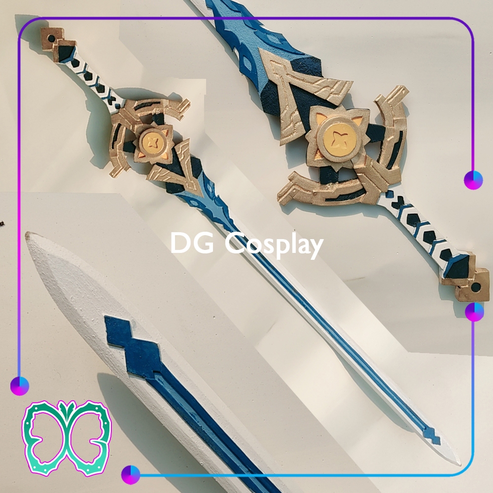 Genshin Impact Cosplay - Cinnabar Spindle Sword - Pedang Mainan Kayu Replika