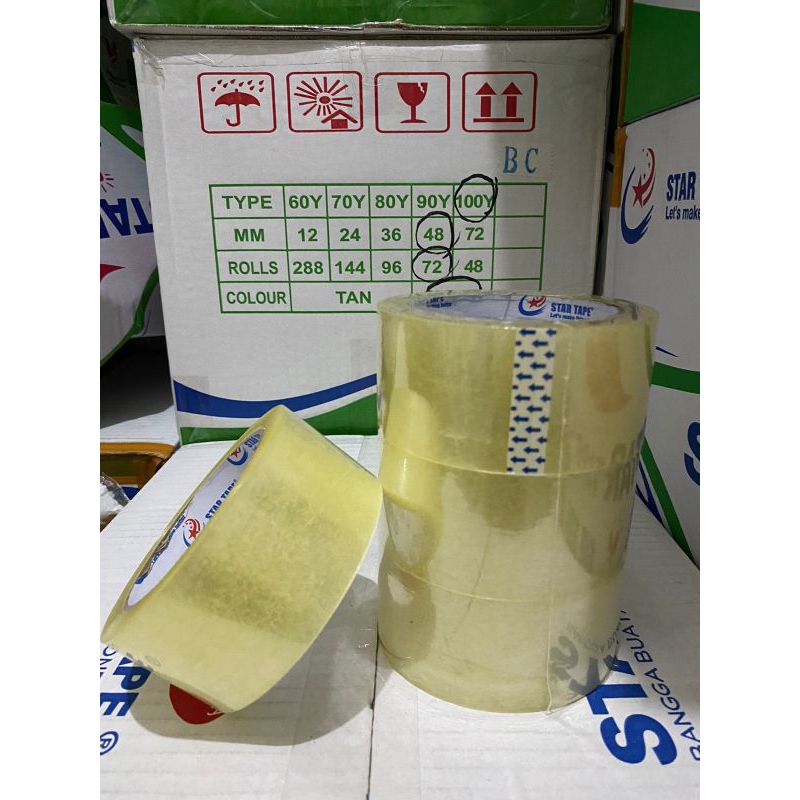 

Lakban Bening 100 yard x 45 mm Star Tape (Per Dus)