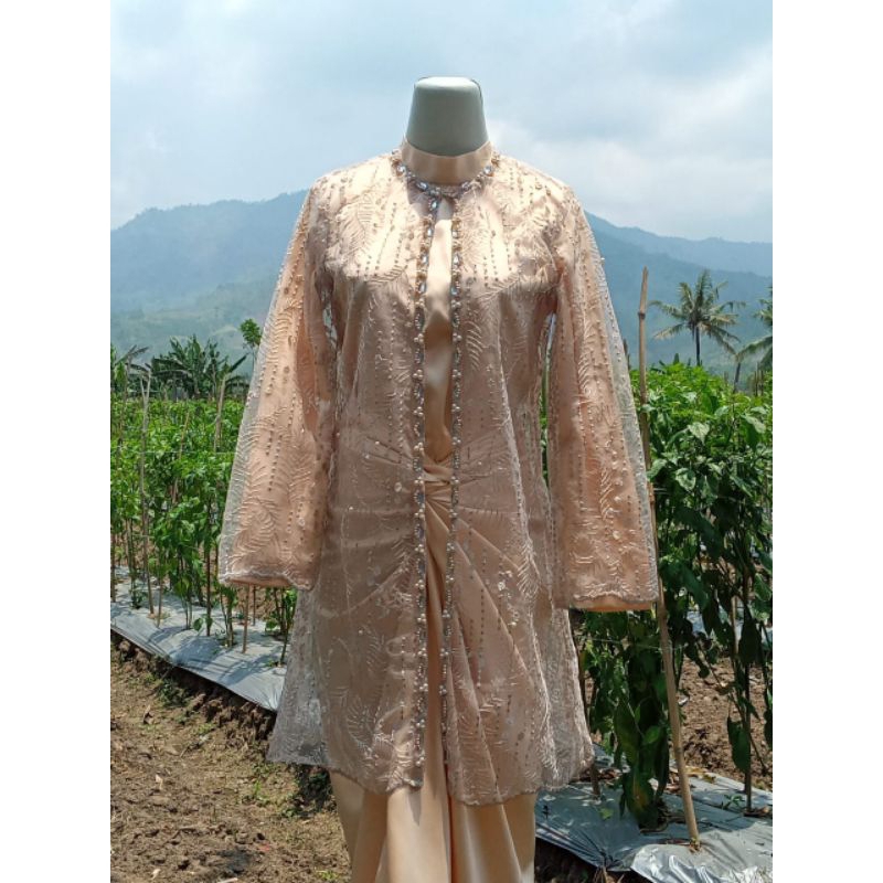 one set rok lilit atasan outer brukat