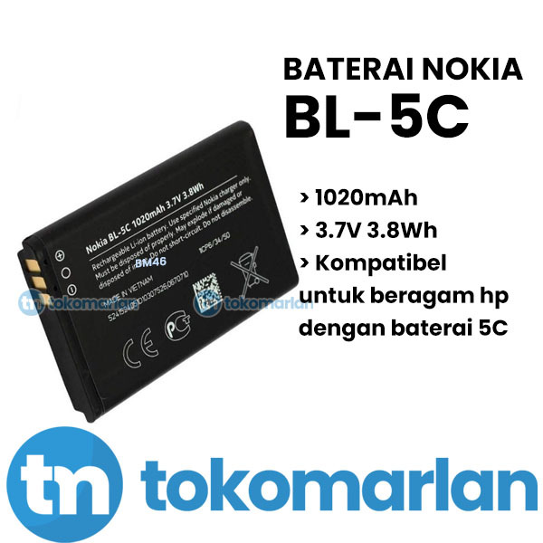 NEW Baterai Nokia BL-5C BL5C BL 5C For 1100 1101 1110 1112 1200 1208 1209 1600 1650 1800 2300 2310 2