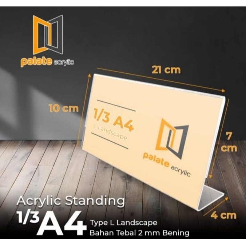 

AKRILIK TENT HOLDER 1/3 A4 / TEMPAT BROSUR ACRYLIC / L LANDSCAPE 2MM