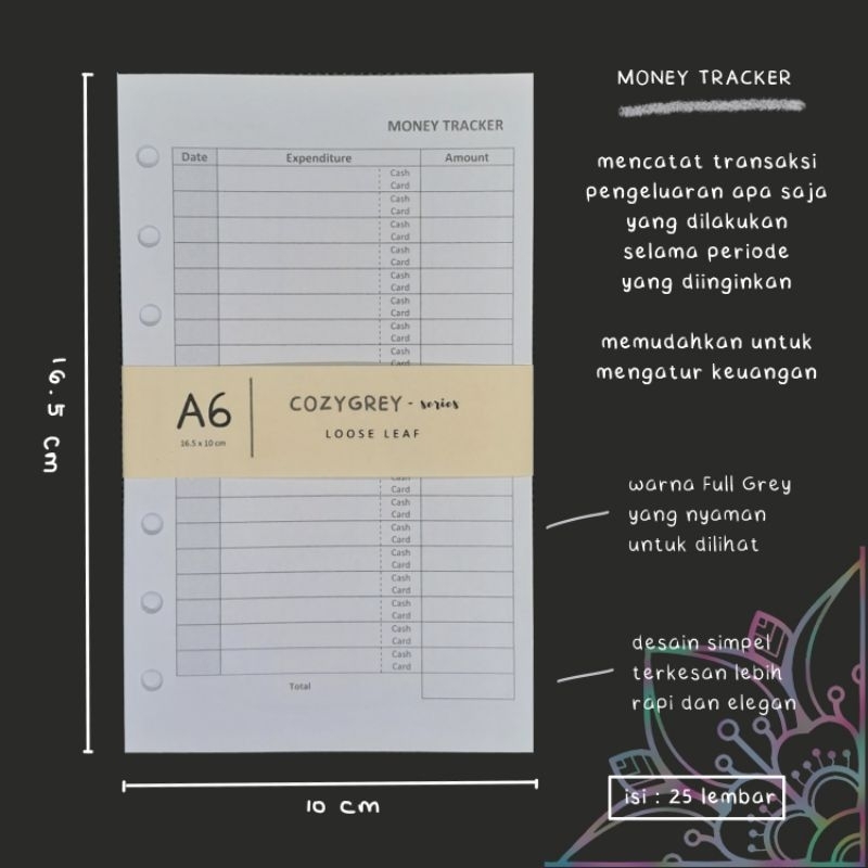 

LooseleafA6|MoneyTracker|InsertBinderA6