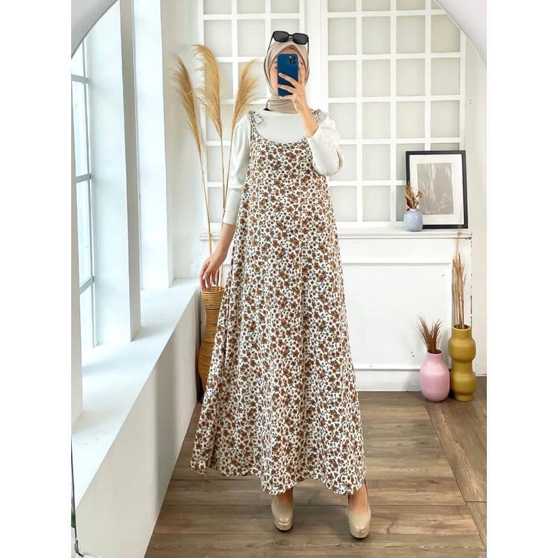 OVERALL MADY - LONG OUTER DRESS HYGET MOTIF FLORAL VIRAL DRESS BIGSIZE