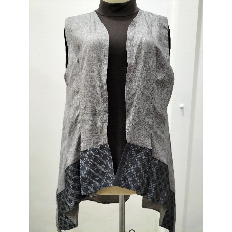 Outer Kombinasi TENUN Tanpa Lengan ~Grey~