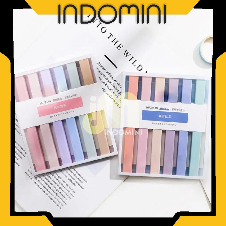 

INDOMINI Stabilo highlighter pastel marker Highlighter marker Morandi color & Macron pastel double tip 6 colors S104