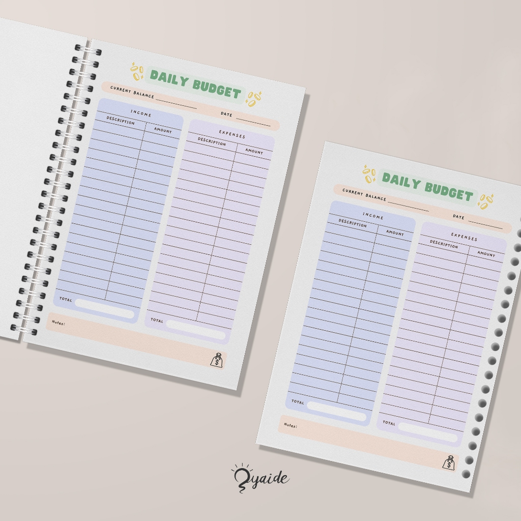 

Daily Budget Cashflow Notes Financial Planner Catatan Keuangan Harian A5 B5 A4