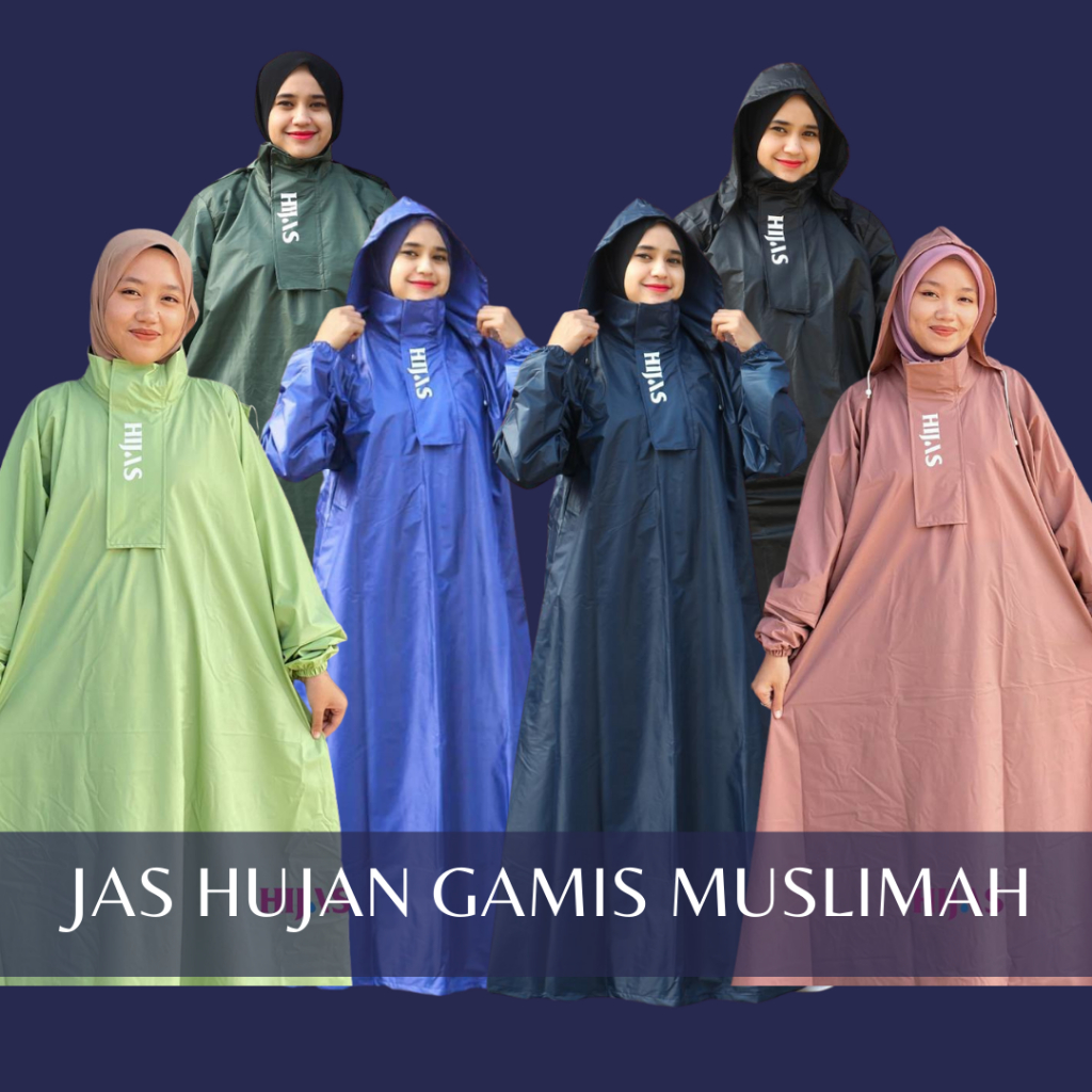 Jas hujan gamis muslimah wanita pria tebal dan kuat / Jas hujan pria dewasa / Jas hujan original teb