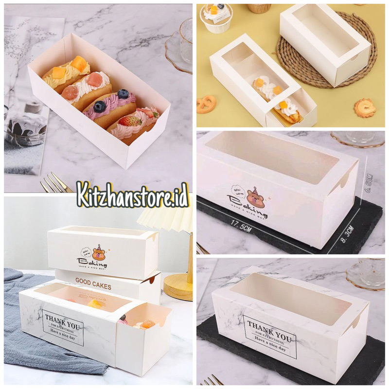 

10pcs dus box donut panjang kue roll cake roti donut dus panjang kue box bolu gulung