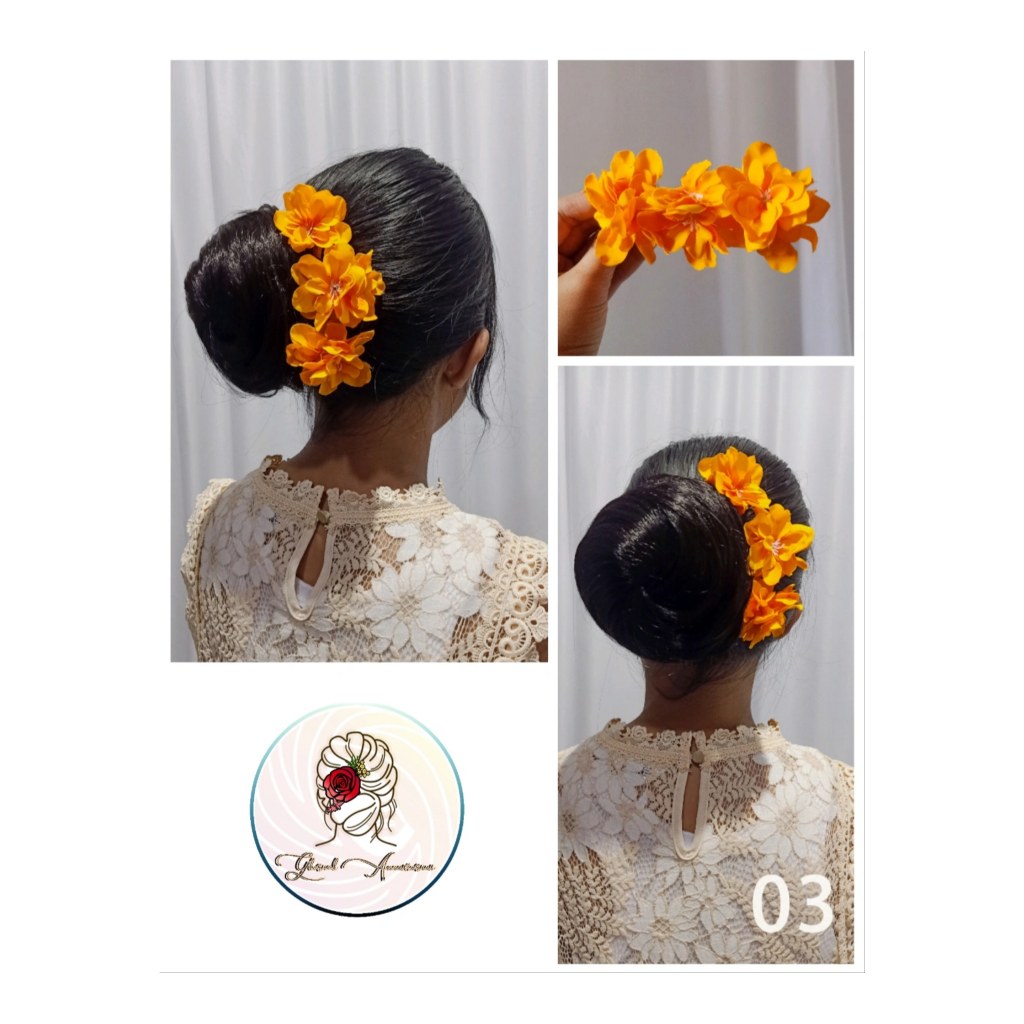 Hiasan Sanggul Rambut / Jepit Rambut Bunga / Sanggul Bunga Oren