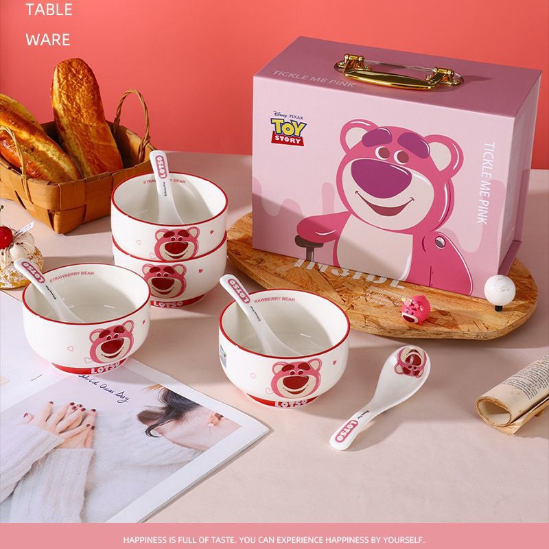 Disney Lotso Strawberry Bear Bowl Set - Mangkok Set Disney Lotso - Original Licensed