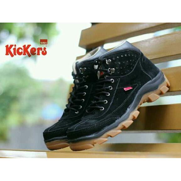 Sepatu Kickers Brembo Suede Black Sepatu Safety Boot Pria Gunung Hiking Camping