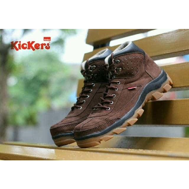 Sepatu Kickers Brembo Boots Safety Brown Sepatu Pria Suede Gunung