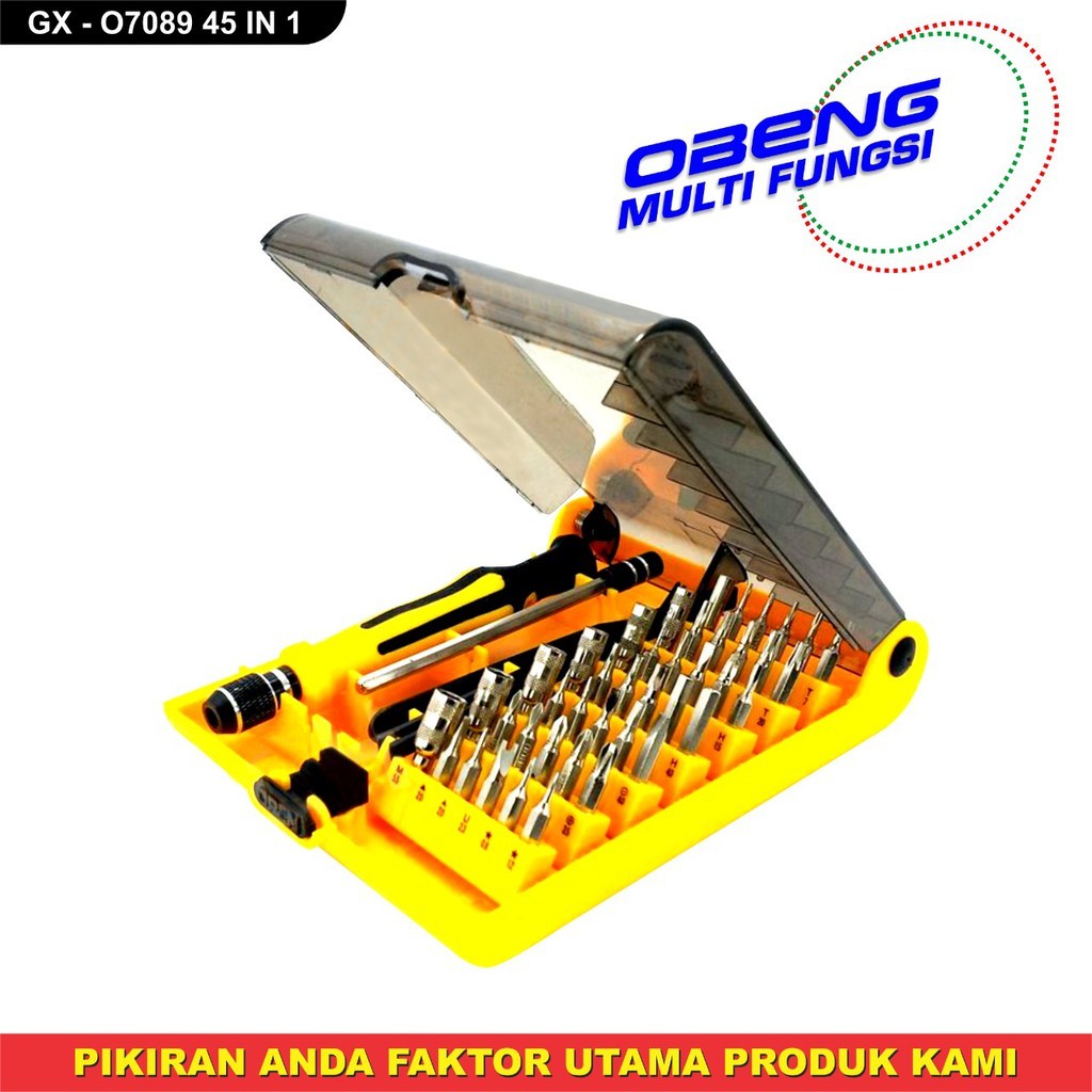 OBENG SET PRESISI JACKLY 45 IN 1 O7089 PINSET PERALATAN SERVICE HP