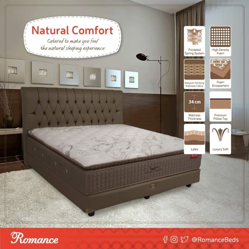 SPRING BED NATURAL COMFORT SPRING BED ROMANCE ELEGAN KASUR CASUAL ORI.SPRING BED ROMANCE KASUR ROMAN