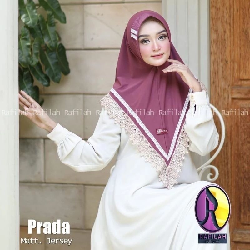 PRADA Renda Rafilah Hijab Instan Jersey Premium Bergo Pet