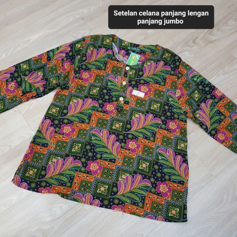 Setelan Celana Panjang Lengan Panjang JUMBO Kencana Ungu Label Hijau