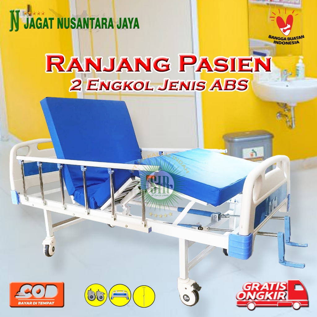 BED PASIEN 2 ENGKOL ABS RANJANG PASIEN RUMAH SAKIT TEMPAT TIDUR PASIEN RS 2 CRANK ABS MURAH JAKARTA 