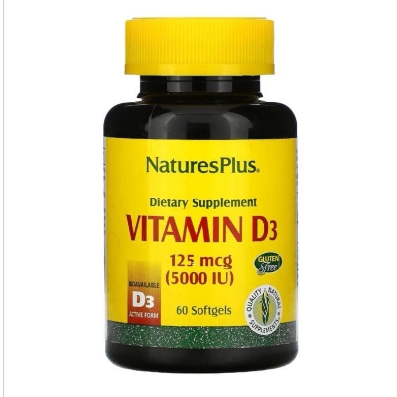 Natures Plus Vitamin D3 125mcg 5000IU isi 60 softgels