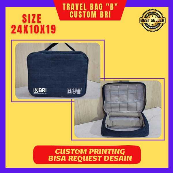 Tas Travel Custom Logo Bank BRI/Tas Travel Terbaru/Souvenir  Tempat Penyimpan