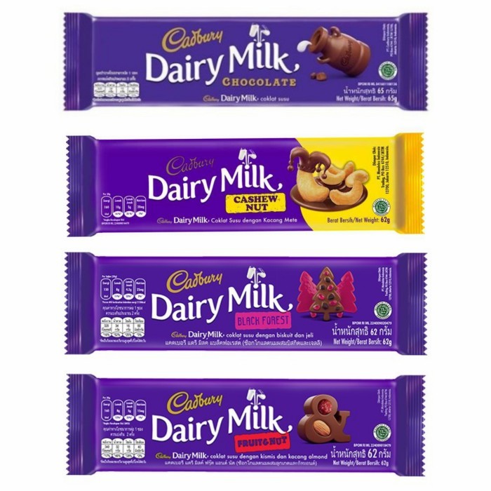 

[oddsolshop] pekanbaru/Cadbury Dairy Milk 57GR Cashew Nut Hazelnut Black Forest Fruit Nut Chocolate