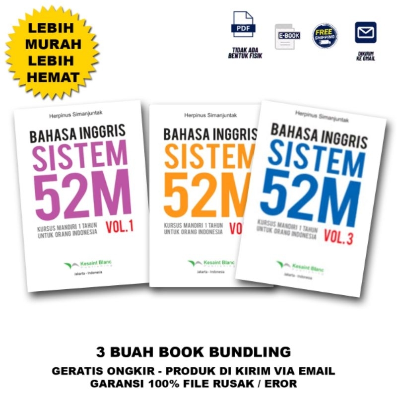 

Bahasa Inggris Sistem 52M Vol 1,2,3 ( bundling 3 buku)