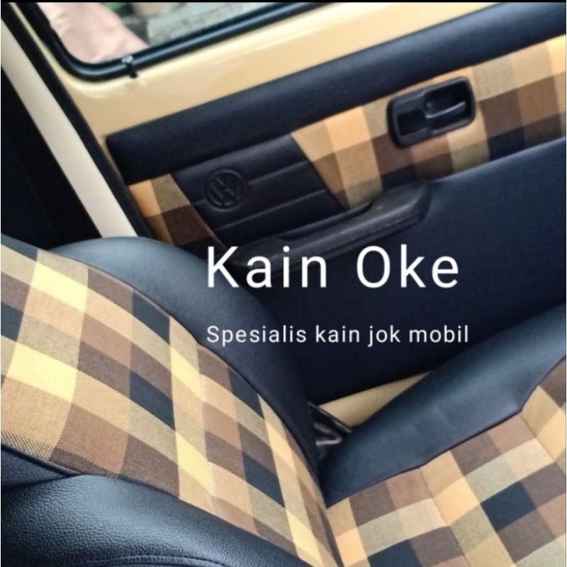 Bahan Kain Jok Mobil/Doortrim Motif Kotak Tartan Coklat