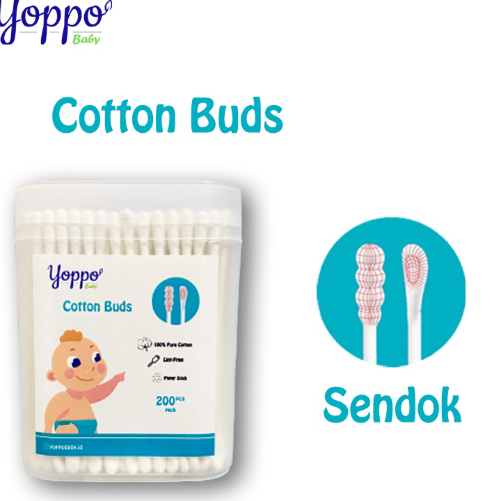 ➺➩⋆❀ Yoppo Baby Cotton Buds / Cotton Bud Spiral / Cotton Bud Sendok Isi 200
