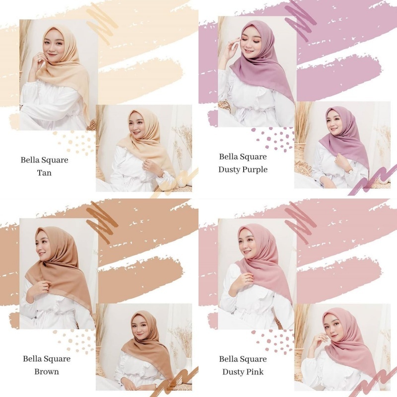 PAKET USAHA 6 PCS HIJAB BELLA SQUARE JILBAB SEGI EMPAT POLYCOTTON PREMIUM JAHIT NECI PREMIUM