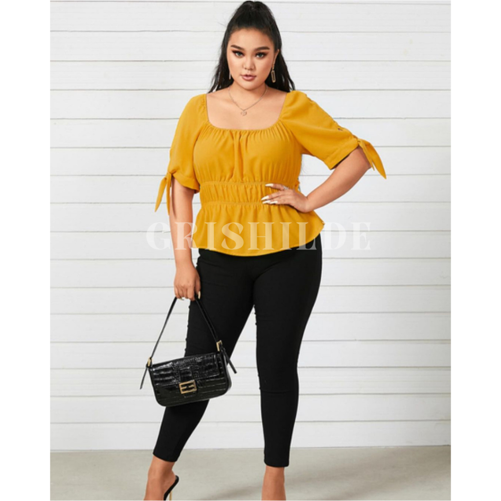 MARIAAN Baju Atasan Wanita Dewasa Jumbo Crop Top Lengan Panjang Korean Style Lengan Pendek Oversize 