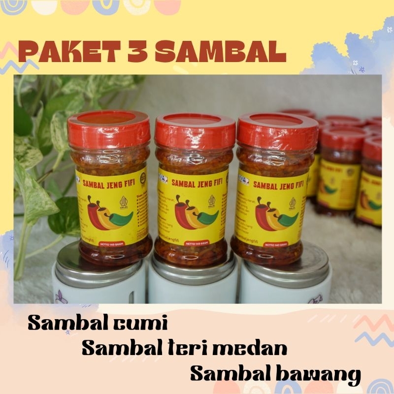 

PAKET 3 SAMBAL - sambal cumi, sambal teri medan, sambal bawang