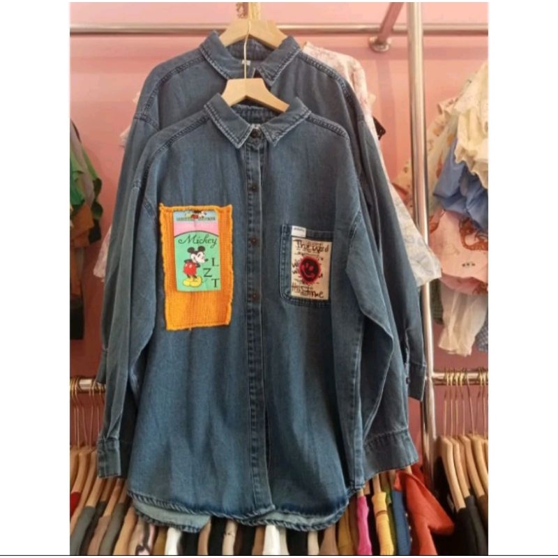 kemeja denim mickey