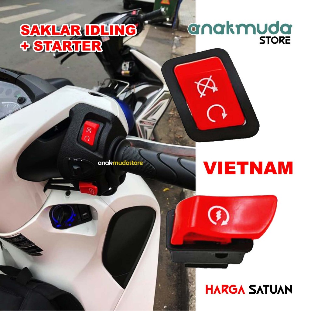 (SLV1) Saklar Starter idling Engine stop system + starter merah Vietnam tombol saklar Honda PCX ADV 