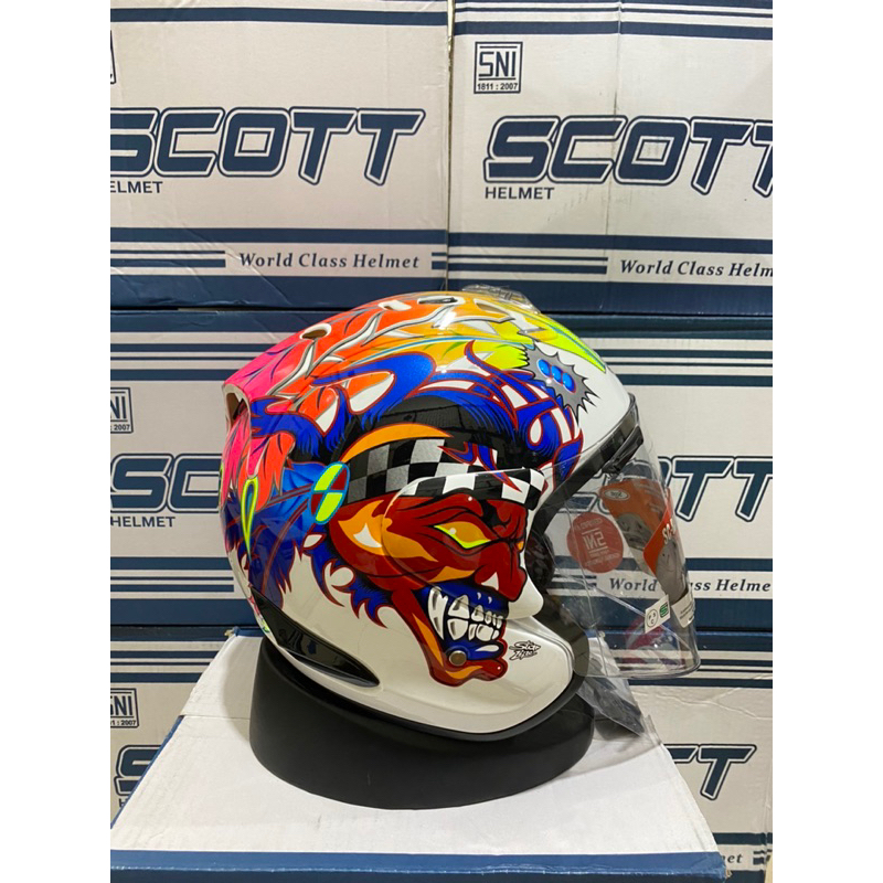Helm scott vzram ram5 motif russel white mirip tsr ram4