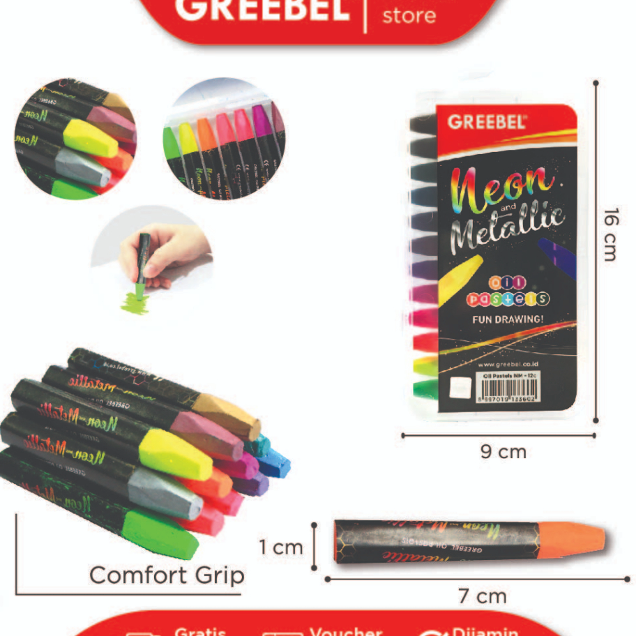 

➞✧✴ GREEBEL Crayon Krayon KIDS OIL PASTEL/ tidak berdebu & cerah untuk Sekolah Anak & professional non toxic Dijual Murah