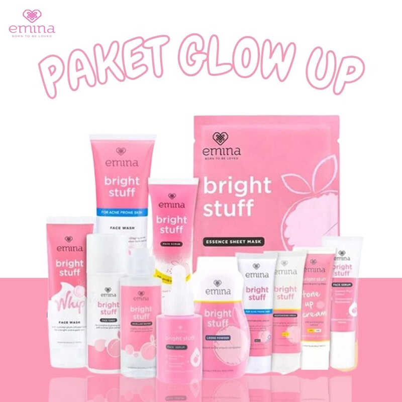 EMINA Paket Bright Stuff Series | Emina Micellar Water, Facewash Bright stuff, Emina Cream Bright st