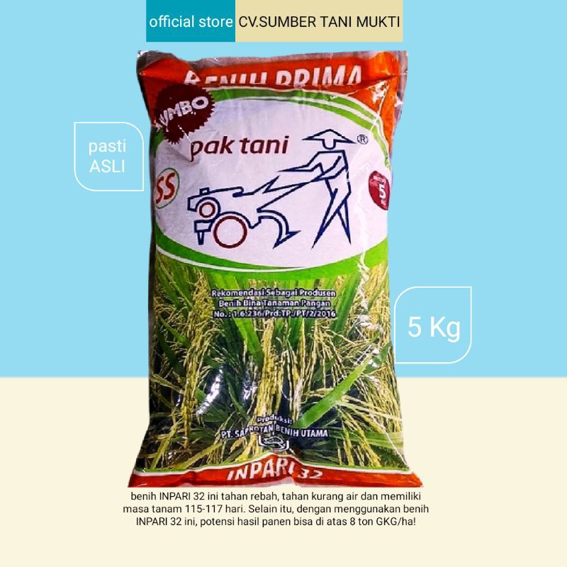 BENIH PADI INPARI 32 LABEL UNGU KEMASAN 5 KG PRODUK SAPROTAN UTAMA