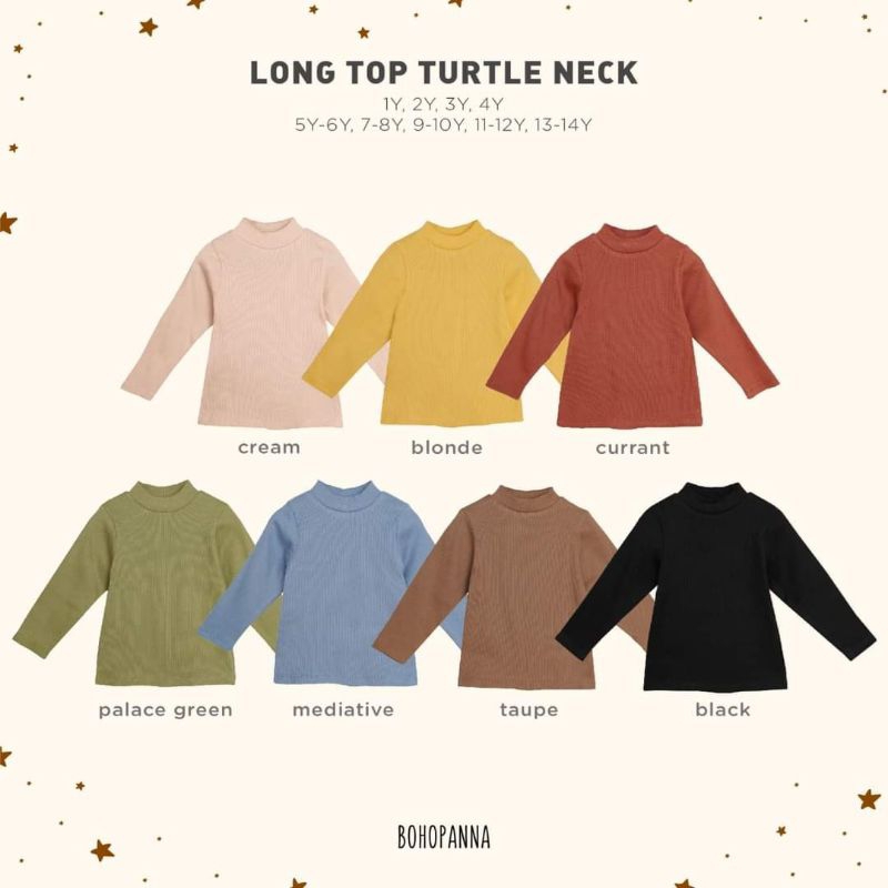 BOHOPANNA TURTLE NECK TOP ( ATASAN BAJU KAOS LENGAN PANJANG RAJUT RIB ANAK )