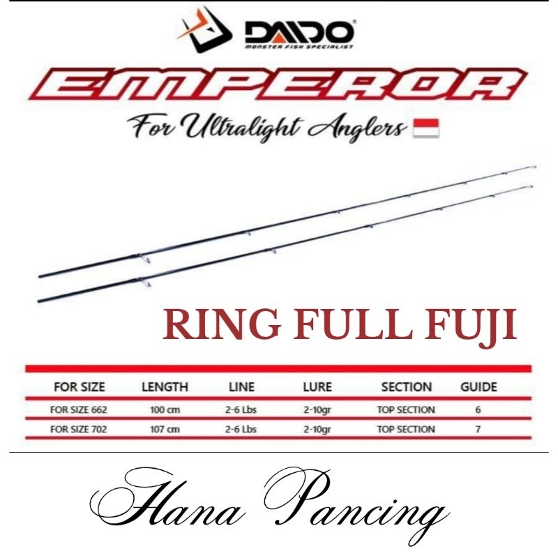 top section joran daido emperor pro series/elito bengkek dan fiber kolong 70-80cm