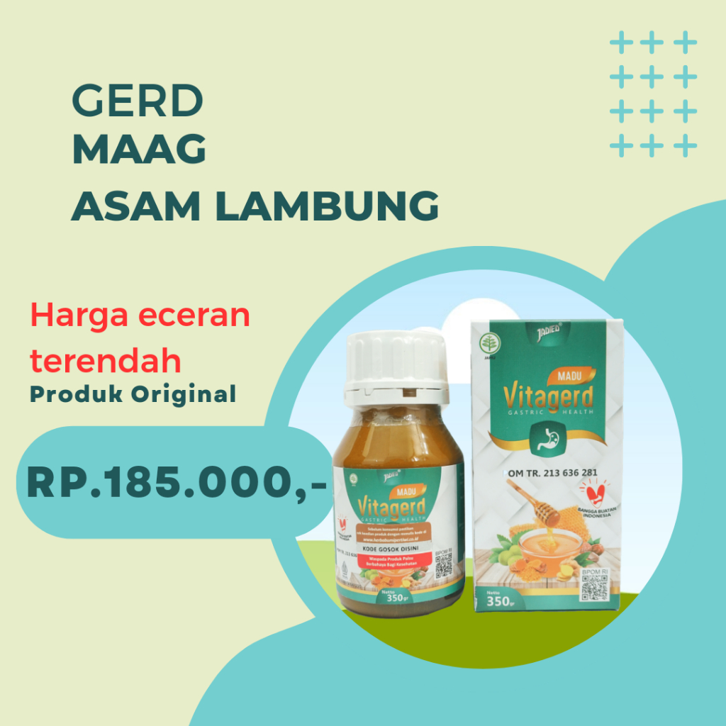 Madu Vitagerd - Madu Herbal Atasi Maag Gerd Asam Lambung Gelisah Insomnia Radang Lambung Usus Netto 