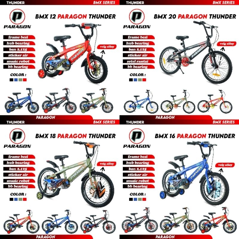 SEPEDA ANAK BMX 12 / 16 / 18 HUNTER PASSAT / PARAGON THUNDER BAN 2.125 MURAH MERIAH BAGUS SURABAYA R