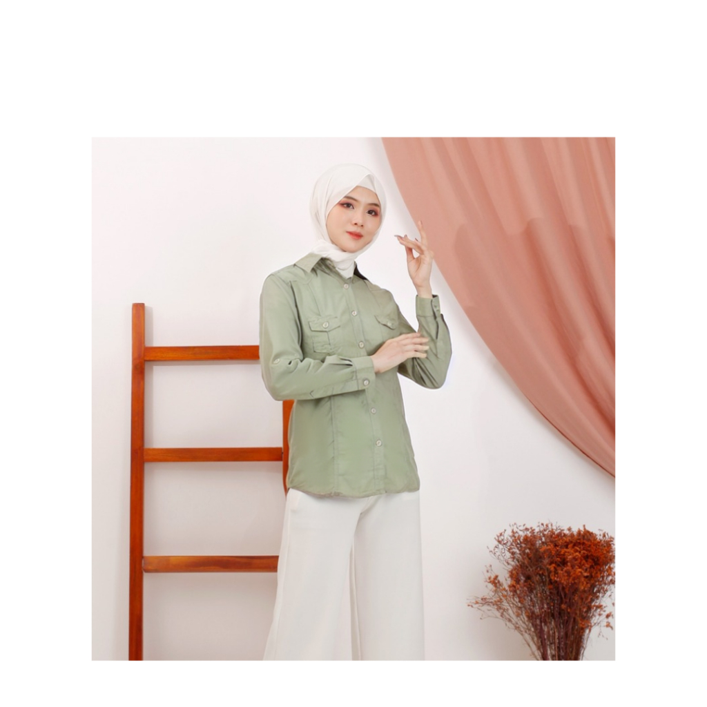 Kemeja Wanita JSA Polos Oversize Lengan Panjang