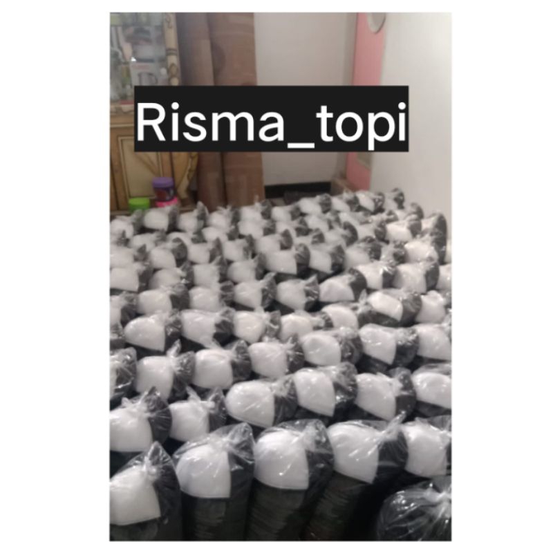 topi jaring ,hitam putih