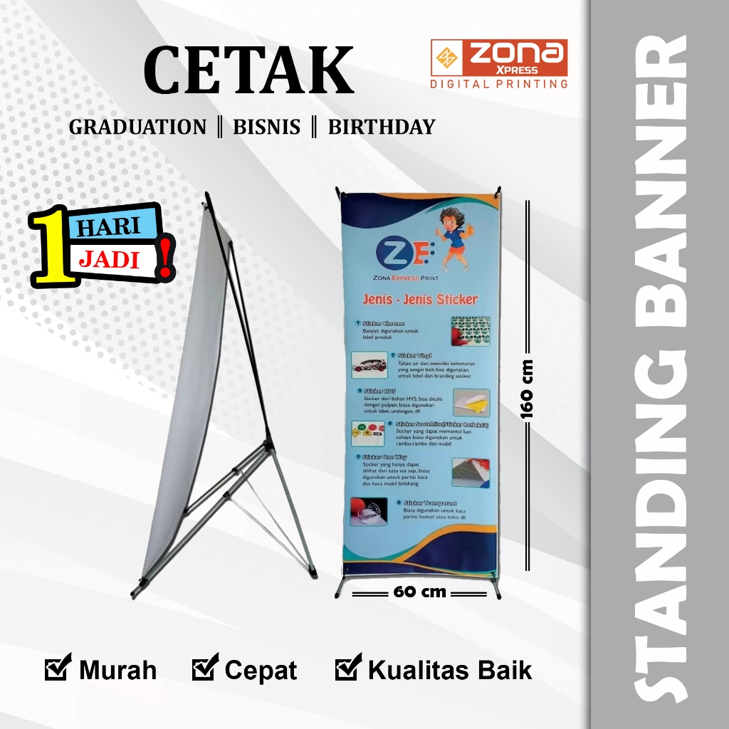 X banner + print bahan albatros