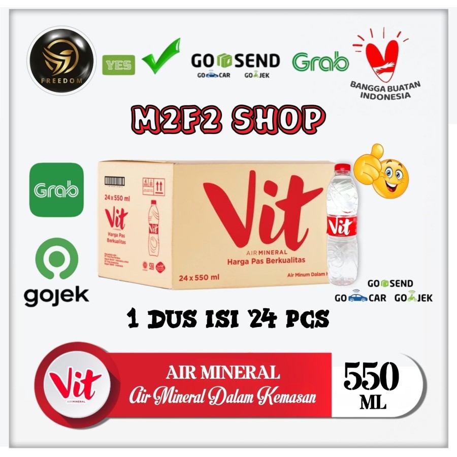 

Air Mineral Vit Botol Tanggung Plastik Pet - 550 ml Kemasan Karton (Khusus Bluebird/Gojek/Grab)